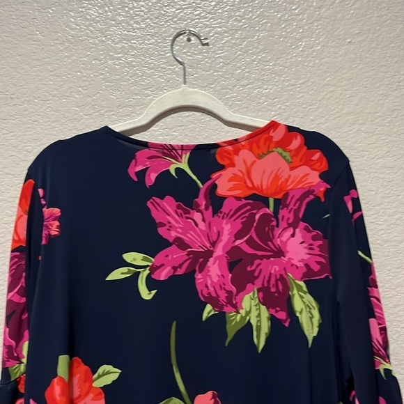 Alexandra+Oak Womens Deep Blue Floral Jersey Dress Knee Length Size XL Career - Picture 10 of 10